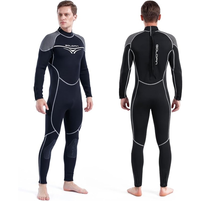 GoldFin Wetsuit Men, 3mm Wetsuits Neoprene Wet Suits Fullsuit Back Zip Keep Warm in Cold Water Diving Swimming Kayaking Surfing