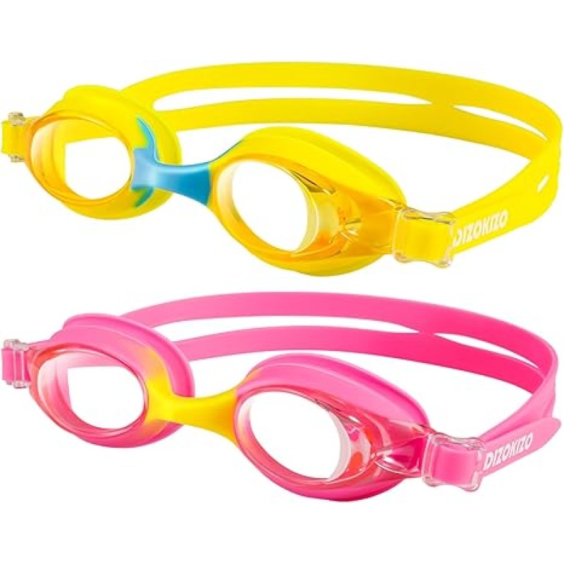 2 Pack Kids Swim Goggles Anti-Fog No Leaking Clear Vision Swimming Goggles for Kids Youth Aged 4-16