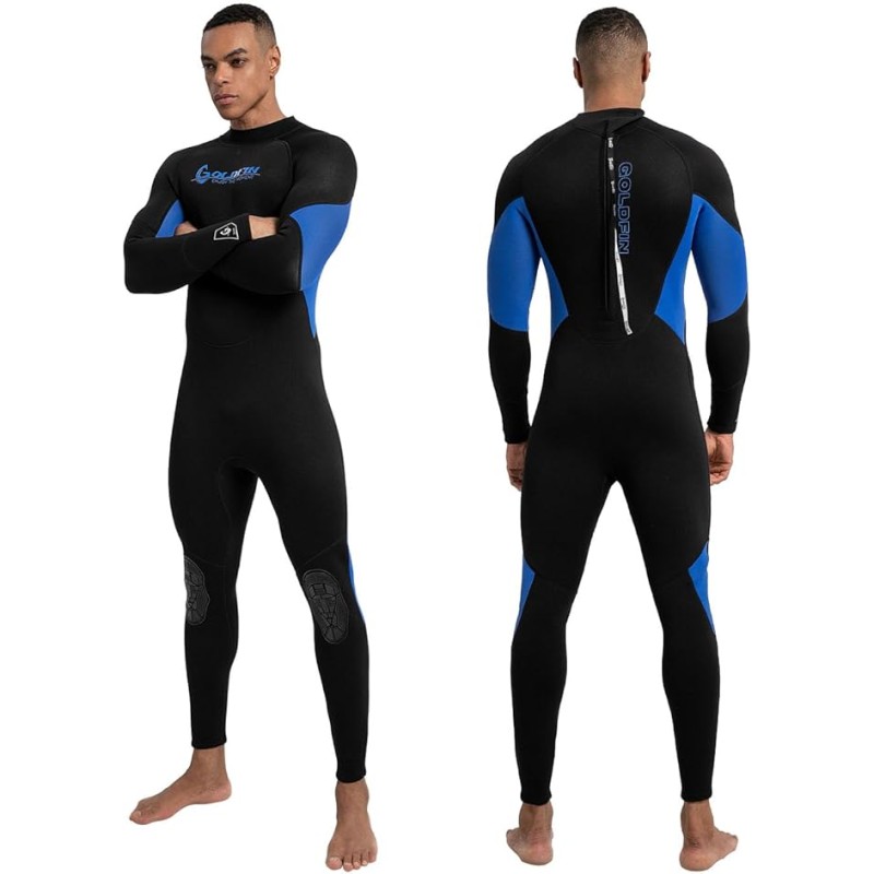 GoldFin Wetsuit Men, 3mm Wetsuits Neoprene Wet Suits Fullsuit Back Zip Keep Warm in Cold Water Diving Swimming Kayaking Surfing