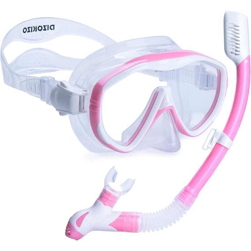 Snorkel Set Adults Snorkel Mask 180 Panoramic View Anti-Fog Anti-Leak Adjustable Straps Easy Breathing Diving Mask for Scuba Swimming Diving