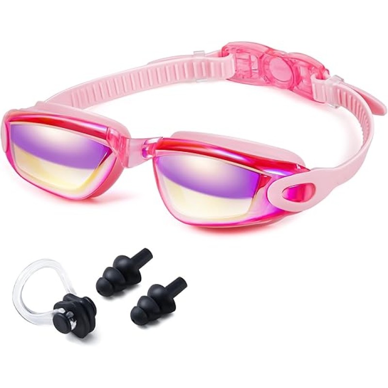 Swim Goggles for Adult No Leaking Anti-Fog UV Protection Clear Adjustable Swimming Goggles for Men Women Youth