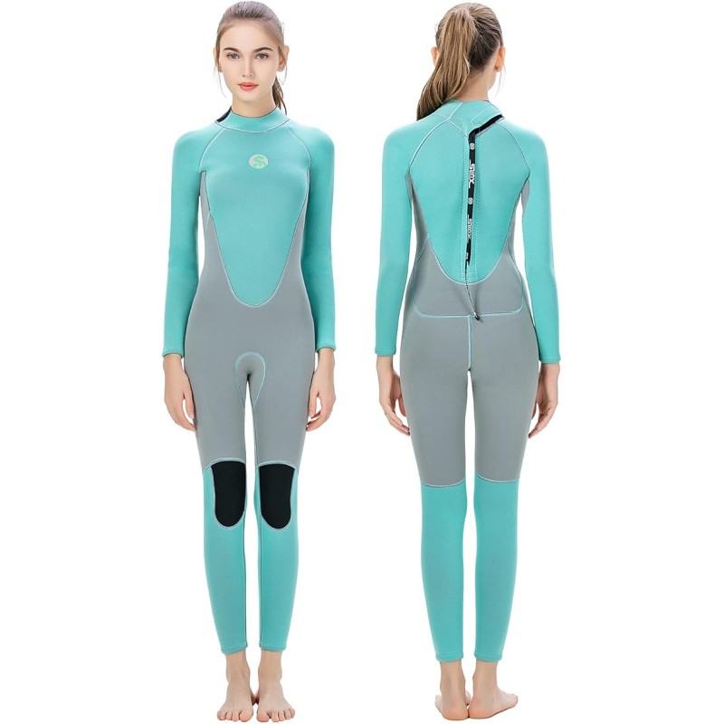 Wetsuit Women 3mm Neoprene Full Body Long Sleeve Full Wetsuit for Girls Surfing Diving Scuba Kayaking Snorkeling Swimming