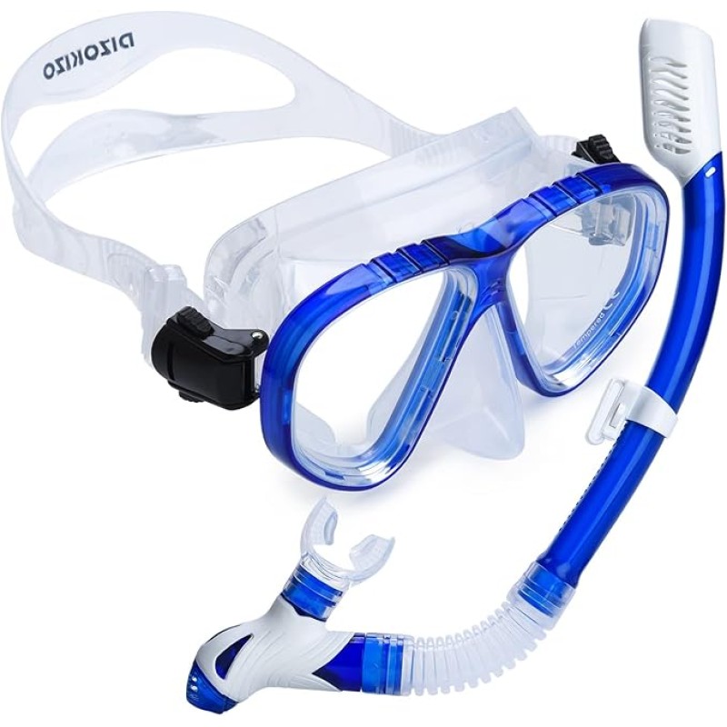 Snorkel Set Adults Snorkel Mask Panoramic View Anti-Leak Anti-Fog Adjustable Straps Diving Mask for Scuba Swimming Diving