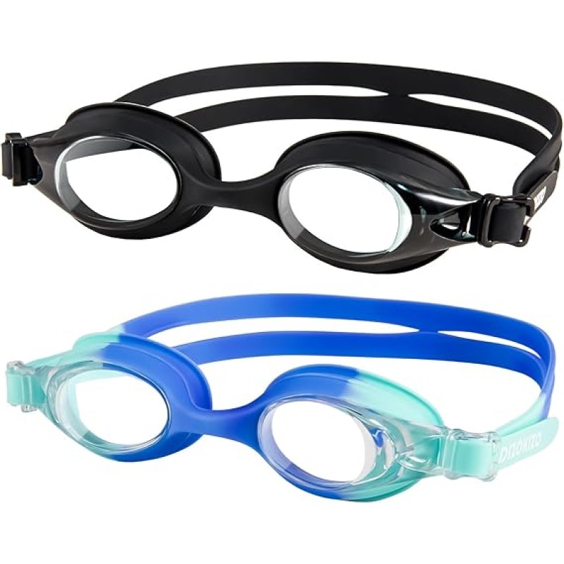 2 Pack Kids Swim Goggles Anti-Fog No Leaking Clear Vision Swimming Goggles for Kids Youth Aged 4-16