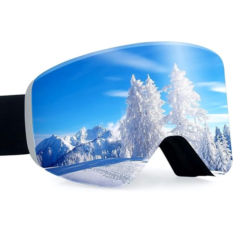 Ski Goggles Anti Fog UV Protection Dual Detachable Lens Frameless Snowboard Goggles for Men Women Youth