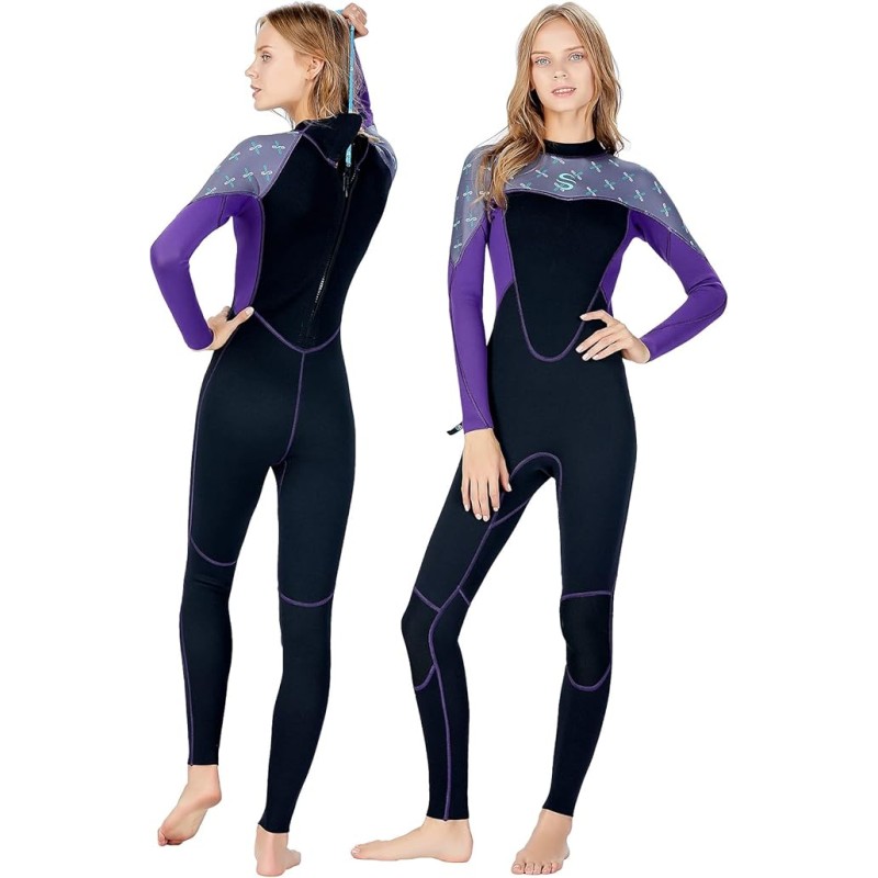 Wetsuit Women 2mm Neoprene Full Body Long Sleeve Full Wetsuit for Girls Surfing Diving Scuba Kayaking Snorkeling Swimming